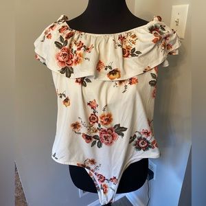 Rue21 off the shoulder, flowered bodysuit size large